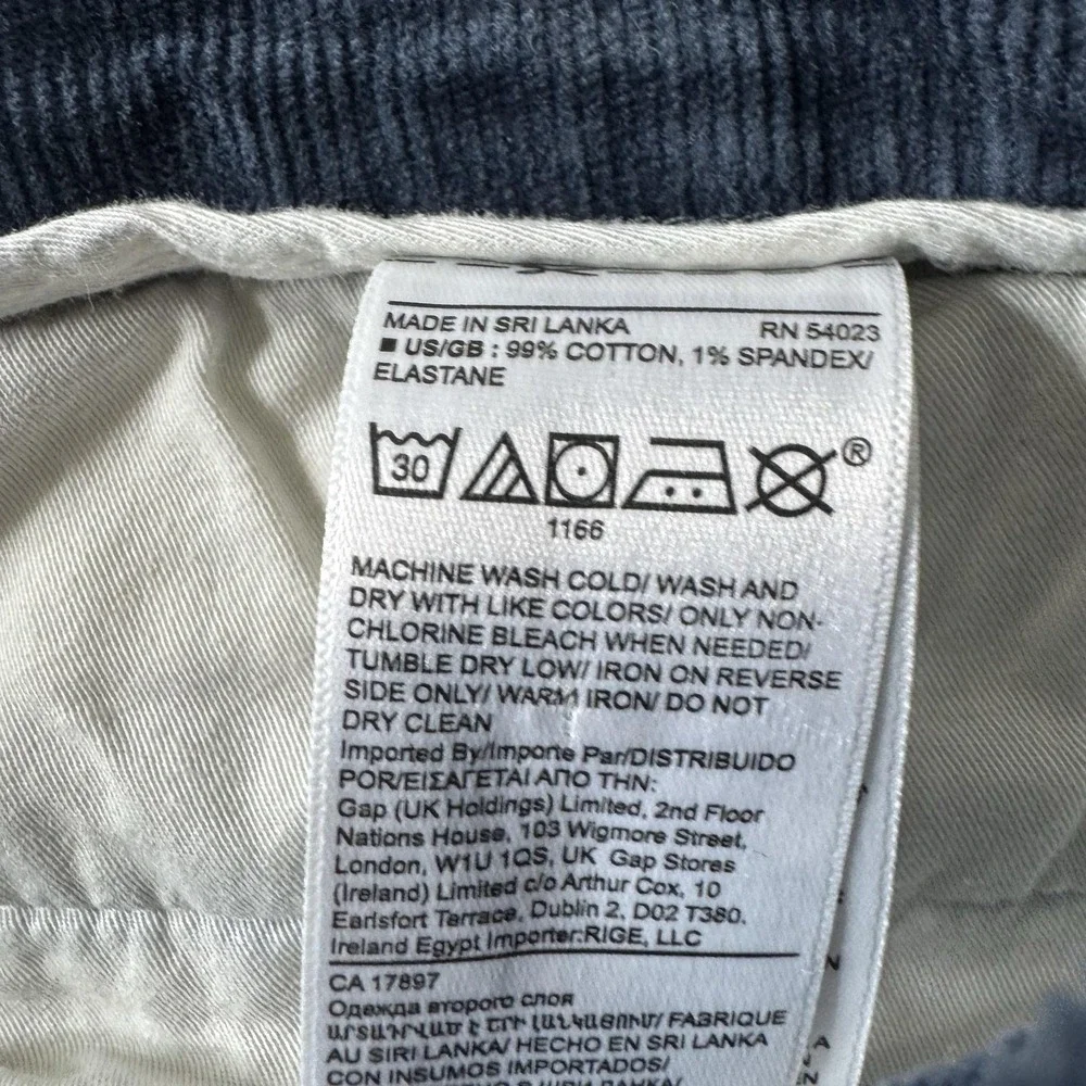 Banana Republic Pants Mens 30x32 Blue Traveler Corduroy Slim Chino Flat Front